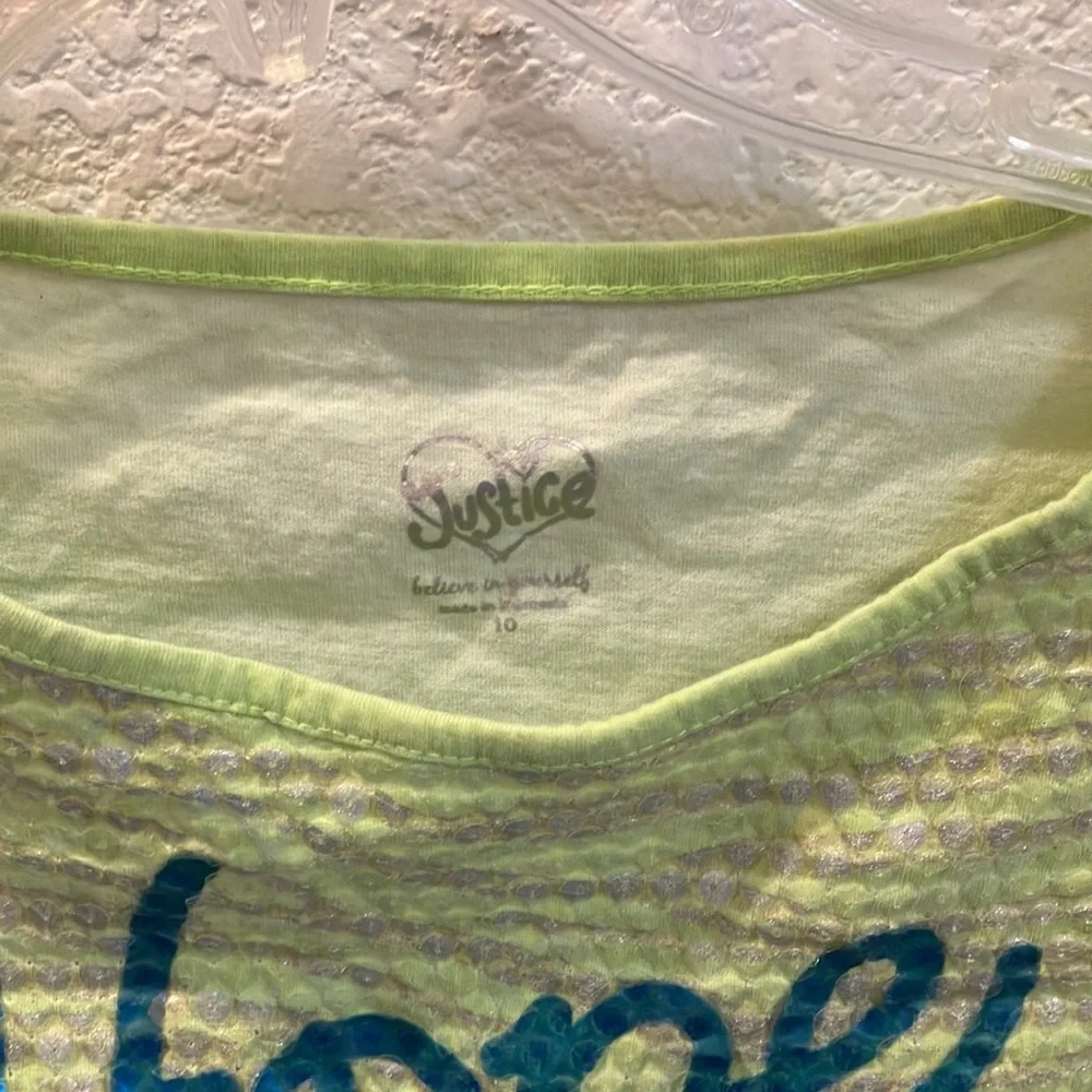 FINAL MARKDOWN Girls Justice hope & peace sequin front crop top 10